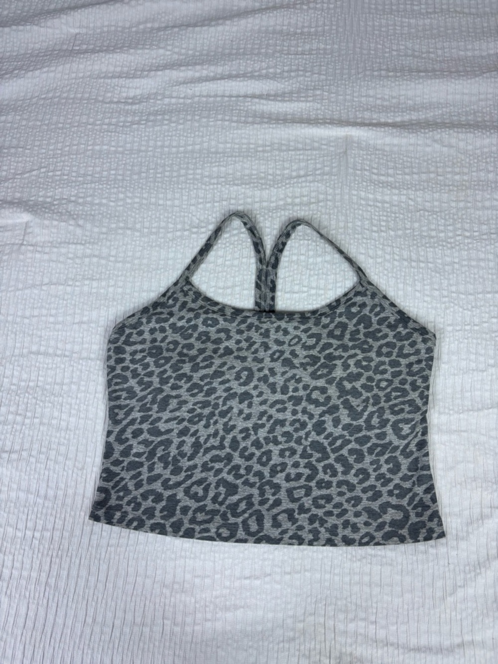 Beyond Yoga Grey Leopard Print Crop Tank